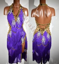L2500 ballroom Specialty Adult Rhythm/ Latin dress UK 10 US 8 purple/ blue
