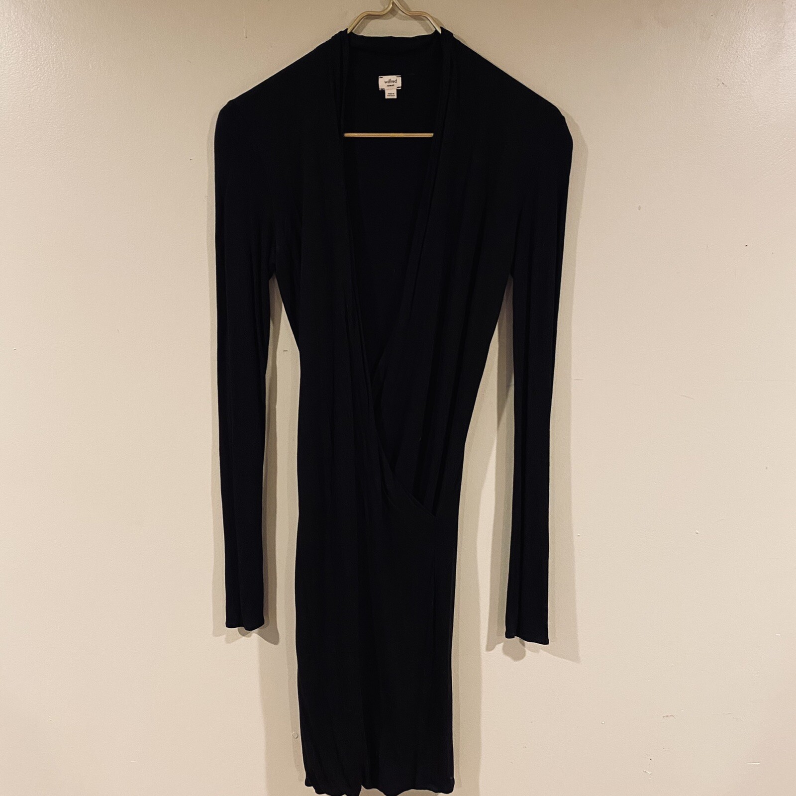 Aritzia Wilfred Black Bodycon Long Sleeve Dress Gem