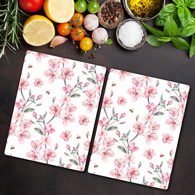 Glas Schneidebrett Herdabdeckplatten Schneideplatten 2x40x52 Blühende Blumen