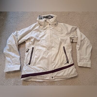 Columbia Titanium Jacket Size M Cream and cherry colored pockets No Hood