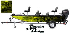 Crappie Fish Fishing Boat Bass Graphic Skeletons Vinyl Wrap Decal Yellow Black 