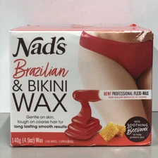 Nads Brazilian & Bikini Wax Made with Beeswax Hypoallergenic Formula 4.9 Ounce