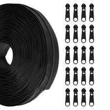 10 Yards Nylon Coil Zippers by The Yards, 5 Bulk with 20 5, Black