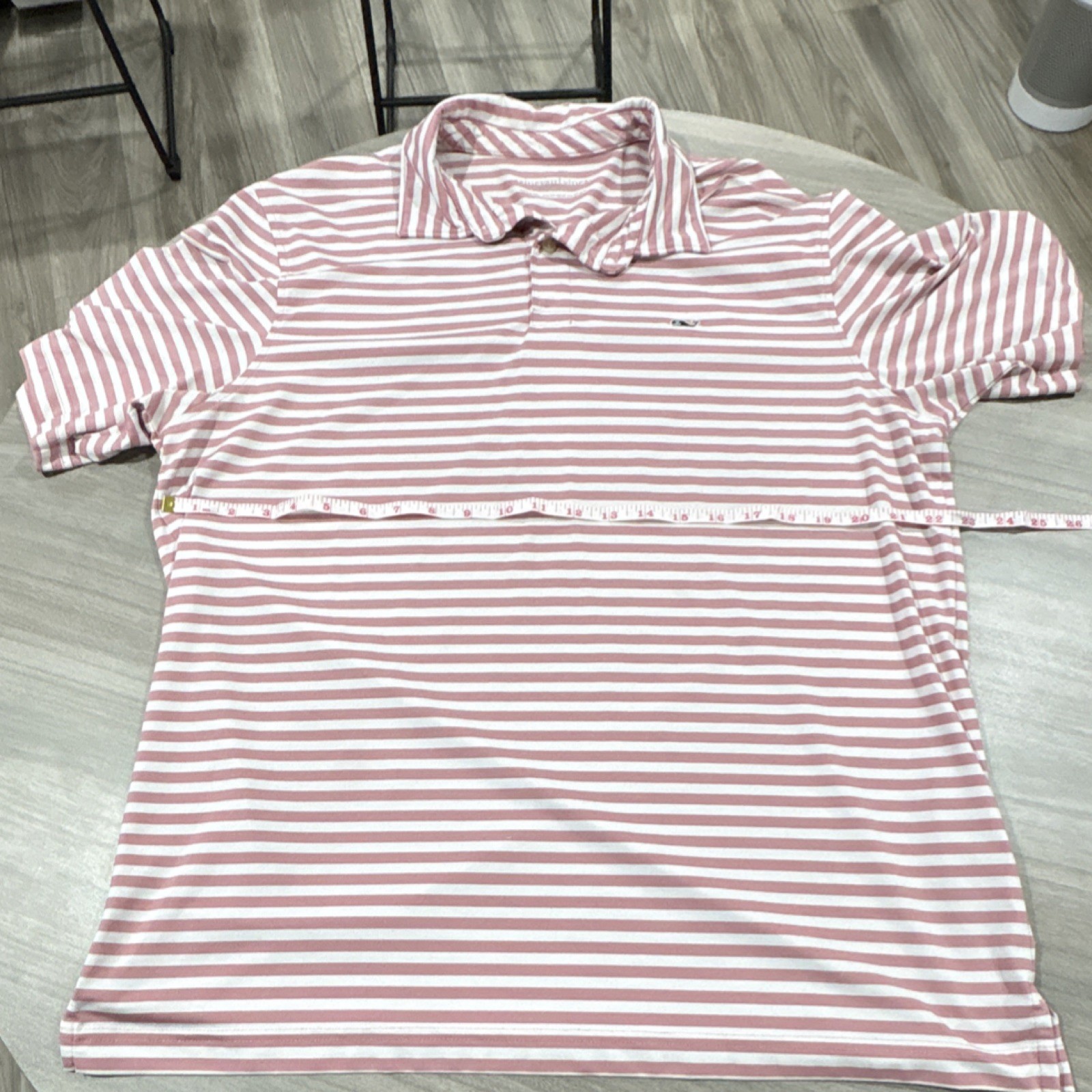 Vineyard Vines Men's L Performance Striped Polo Shirt Pink White