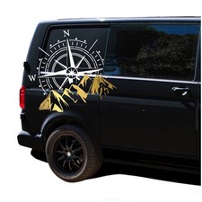 Aufkleber Set Kompass Berge 60x56cm Sticker Auto Wohnwagen Camper KX072 Weiß Gol