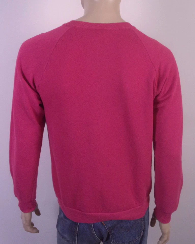 Sudadera vintage años 80 90 Jerzees manga raglán rosa liso en blanco EE. UU. talla L Foto 2 de 3