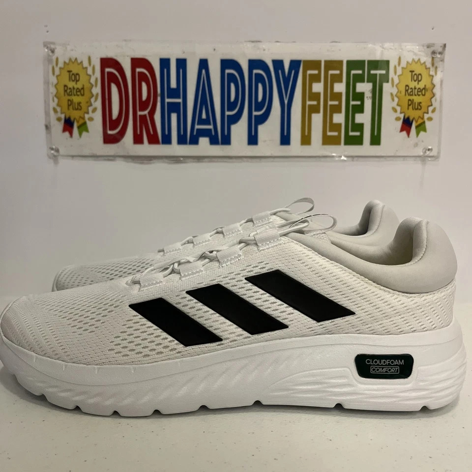Size 9.5 - Adidas Cloudfoam Comfy EL White Black Collegiate Green