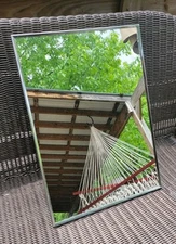 Vintage White Chrome Recessed Metal Medicine Wall Insert Cabinet Mirror 22"x16".