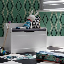 Lola Kids Toy Storage Box with Padded Seat Cushion - with Soft-Close Hinge