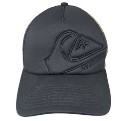 Quiksilver Trucker Hat Black Green Camo Mesh Snapback One Size Embroidered Logo