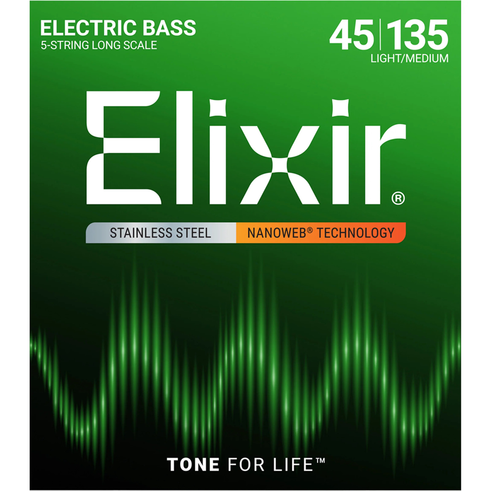 Elixir Nanoweb Long Scale Medium-Light 5-String Bass Strings 45-130 9990₽