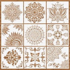 9 Pack(12x12 Inch) Large Mandala Stencils, Reusable Stencils for 12inch