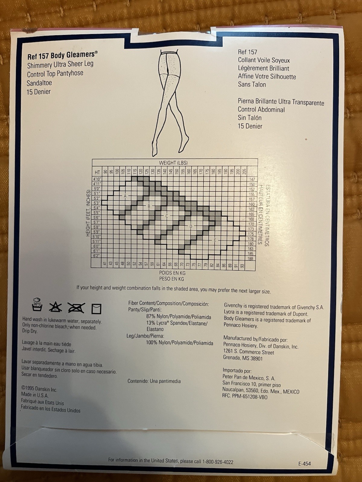 GIVENCHY Body Gleamers Shimmery Lycra Control Top Pantyhose Bronze 156 Size C. 