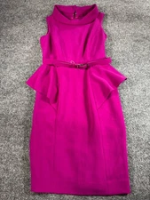 Rickie Freeman Teri Jon Dress Women's 8 Pink Belted Sleeveless Dress