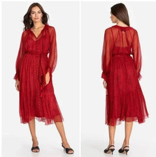 Johnny Was Aretha Midi Dress in Red/Black Leopard Print - Overlay Dress Only - M