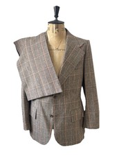 Vintage 1970s Men’s Pierre Cardin Brown Plaid Suit - 38 - Flares - Excellent