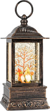 Fall Snow Globe Decorations, Glitter Gnome Lantern with 6H Timer, Usb/Battery Po