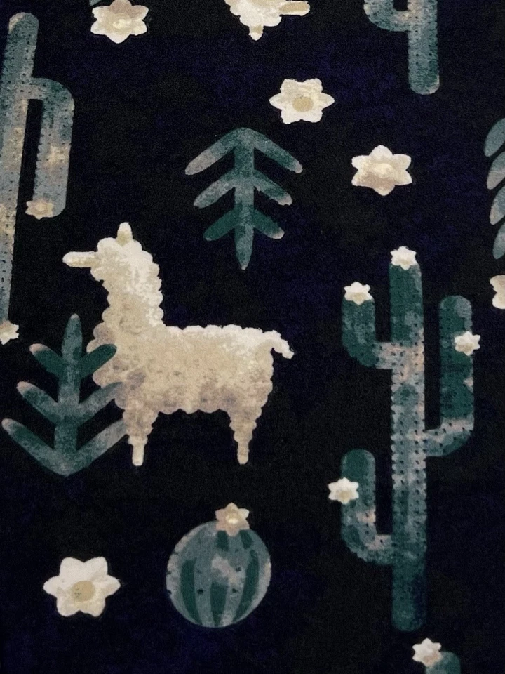 Leggings LuLaRoe TC Alto Curvilíneo Animal NEGRO Alpaca LLAMA Acuarela Cactus Ranch Foto 3 de 4