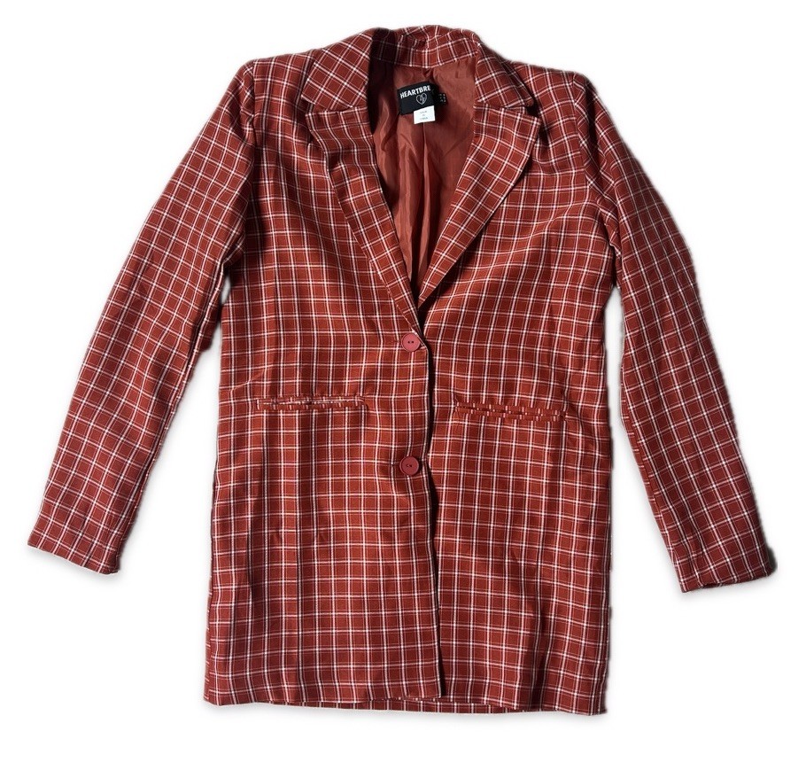  Red Checkered  Heartbreak Blazer Women’s Size Small Lightweight Jacket