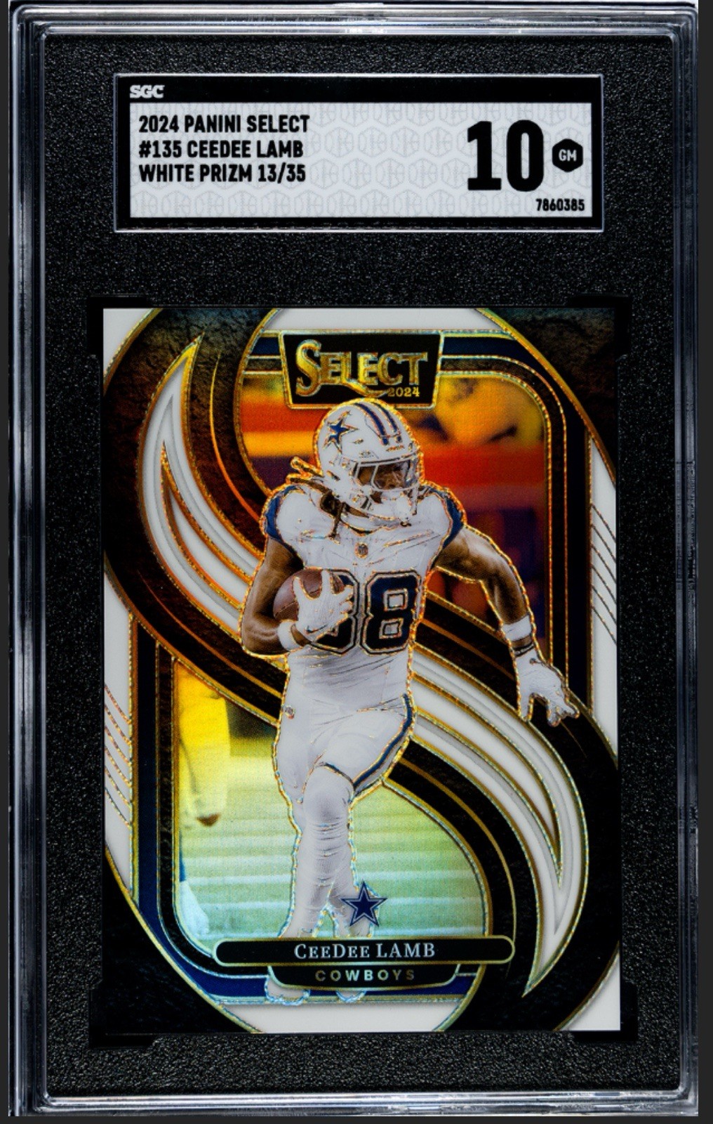 2024 Panini Select - SGC 10 GEM CeeDee Lamb White Prizm /35 Premier Level #135
