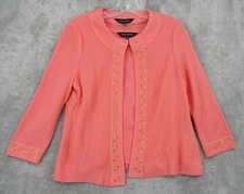 Ming Wang Jacket Tank Set XS Petite Cardigan Twinset Embellished Career Pink