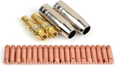 24PCS MB15 MIG Welding Nozzle Set 0.8MM Contact Tips Gas Nozzles Tip Holders