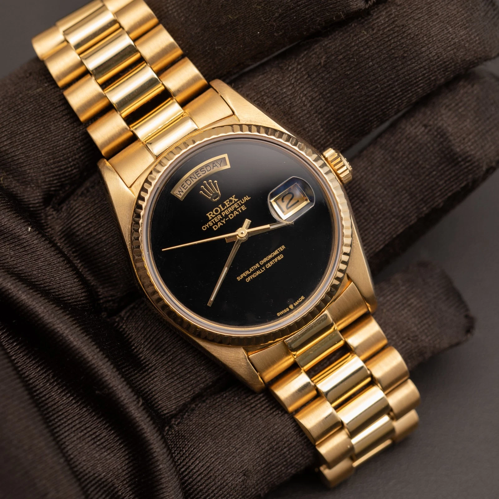 Rolex Day-Date President Ref. 18038 – 36mm 18K Gelbgold mit schwarzem Onyx-Zifferblatt