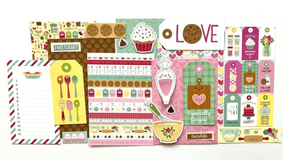 #K125- BAKE ME HAPPY MADE WITH LOVE DOODLEBUG SCRAPBOOK CARD KIT 20pcs A2 A6