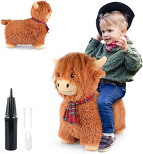 Bouncy Highland Cow Hopper Toys, Inflatable Cow Ride on Bouncer, Indoor Outdoor