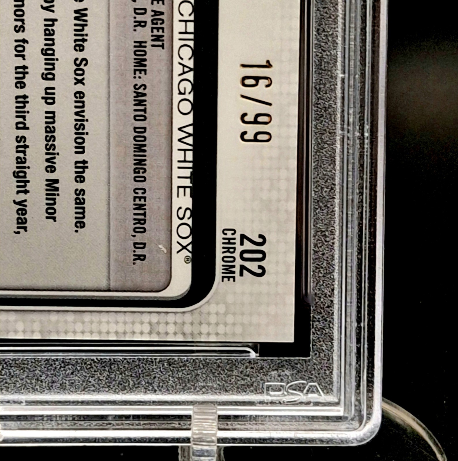 2019 Topps Chrome Eloy Jimenez RC /99 PSA 10 Green Wave Refractor #202 White Sox view 2