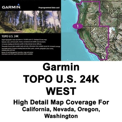 TOPO U.S. 24K - WEST GPS MAP Micro SD  SD CARD 010-C1129-00.