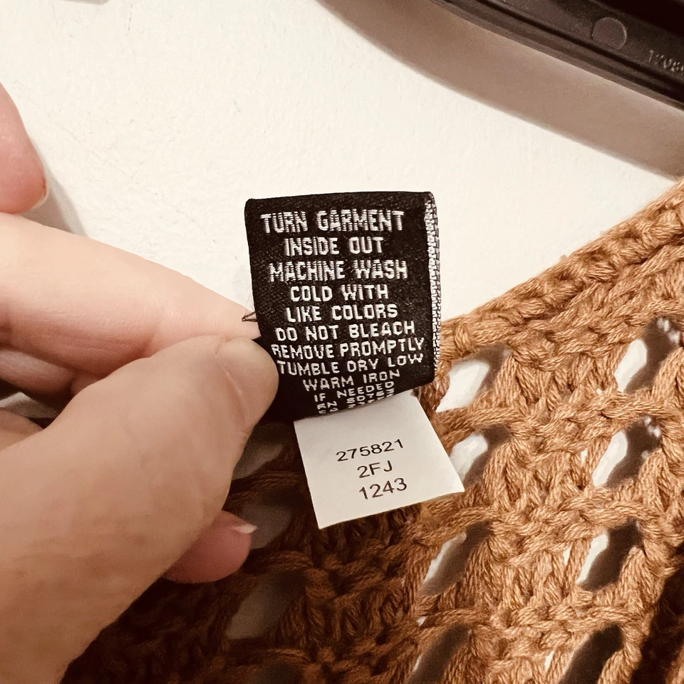 Vestido Vintage Moda Internacional XL Marrón Crochet Tejido Boho Acampanado Sexy Hippie Foto 4 de 4