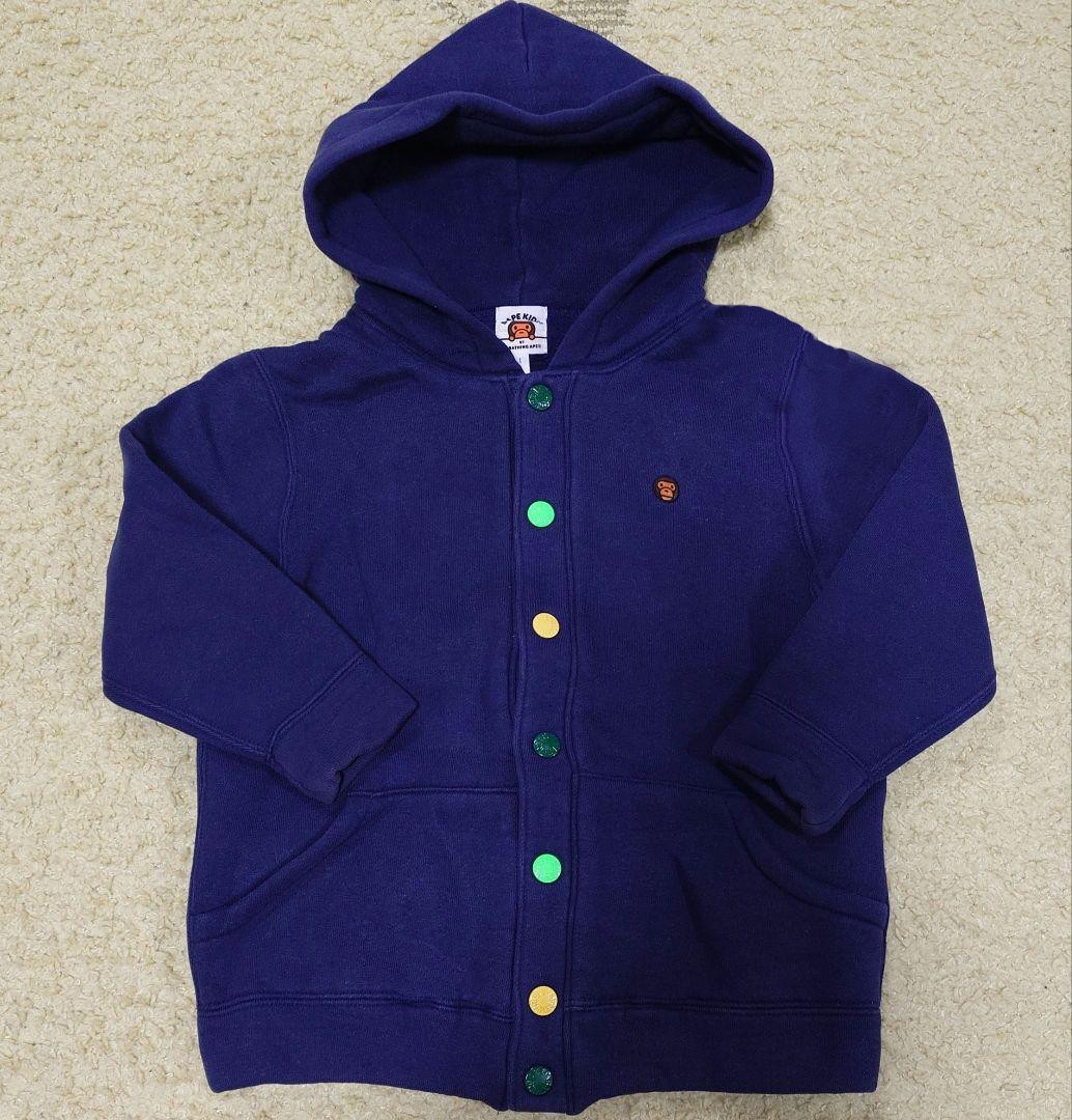 BAPE KIDS A Bathing Ape Button-up Hoodie Navy BABY MILO 110cm 5T Used