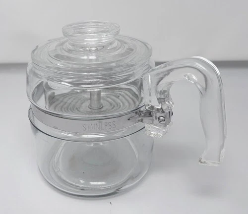 Clear VINTAGE PYREX Glass 4 Cups COFFEE Percolator Pot, 7754