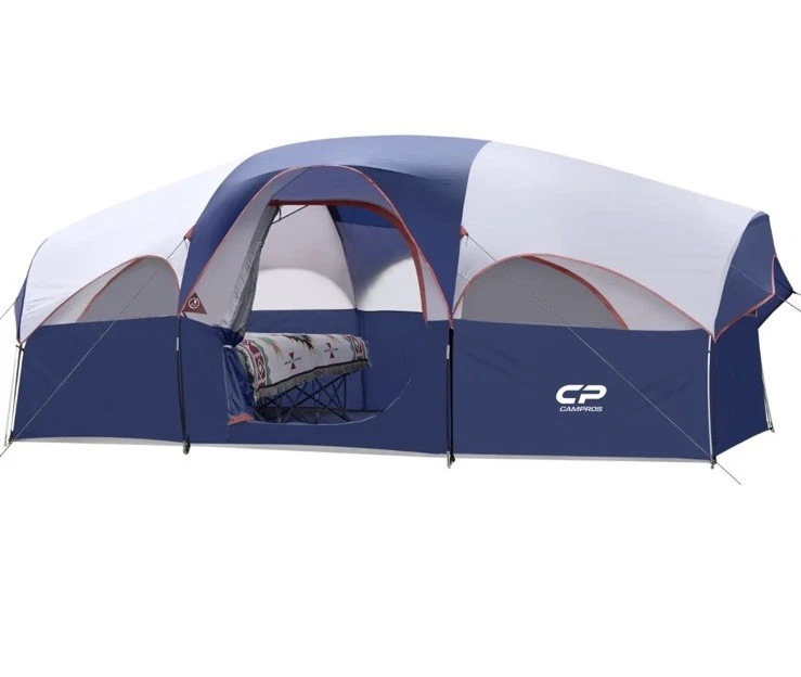 CAMPROS 8 Person Camping Tent Blue Waterproof Family Dome w/ Bag For Storage