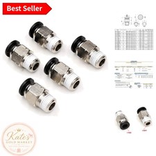 Corrosion-Resistant Pneumatic Connectors 1/4" Tubing - 5 Pack Quick Connects