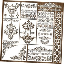 Reusable Stencils for Painting - 8 Pcs Furniture Stencils, Corner Damask