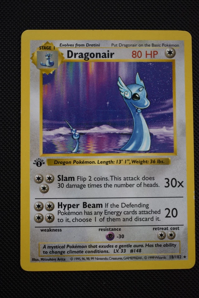 1999 Pokemon Dragonair #18 Dratini #26 1st Edition Base Set Shadowless MP - Image 3 of 4