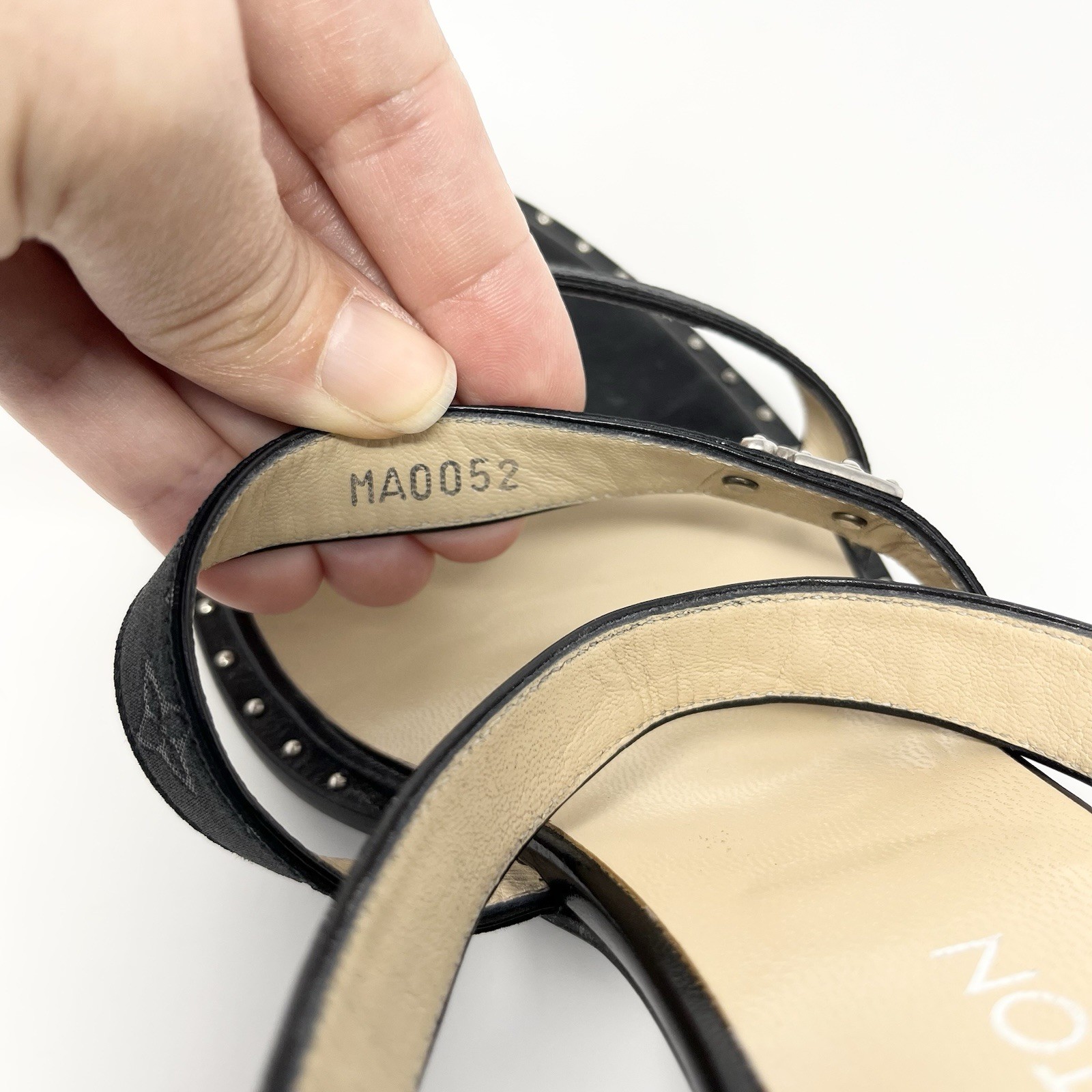 Louis Vuitton Mini Lin Logo Monogram Black Sandals High Heels Shoes Womens 40 10 thumbnail 8