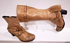 Eject Damen Stiefel 37 Echtleder Beige 2-in-1 abnehmbarer Schaft Handarbeit