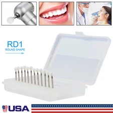 Dental White Stone Round Mounted Polishing Burs- FG 12/pks Abrasion Point Bur st