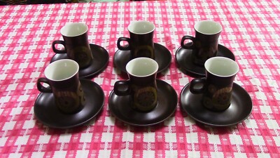 Denby Arabesque 6 Espressotassen und Untertassen