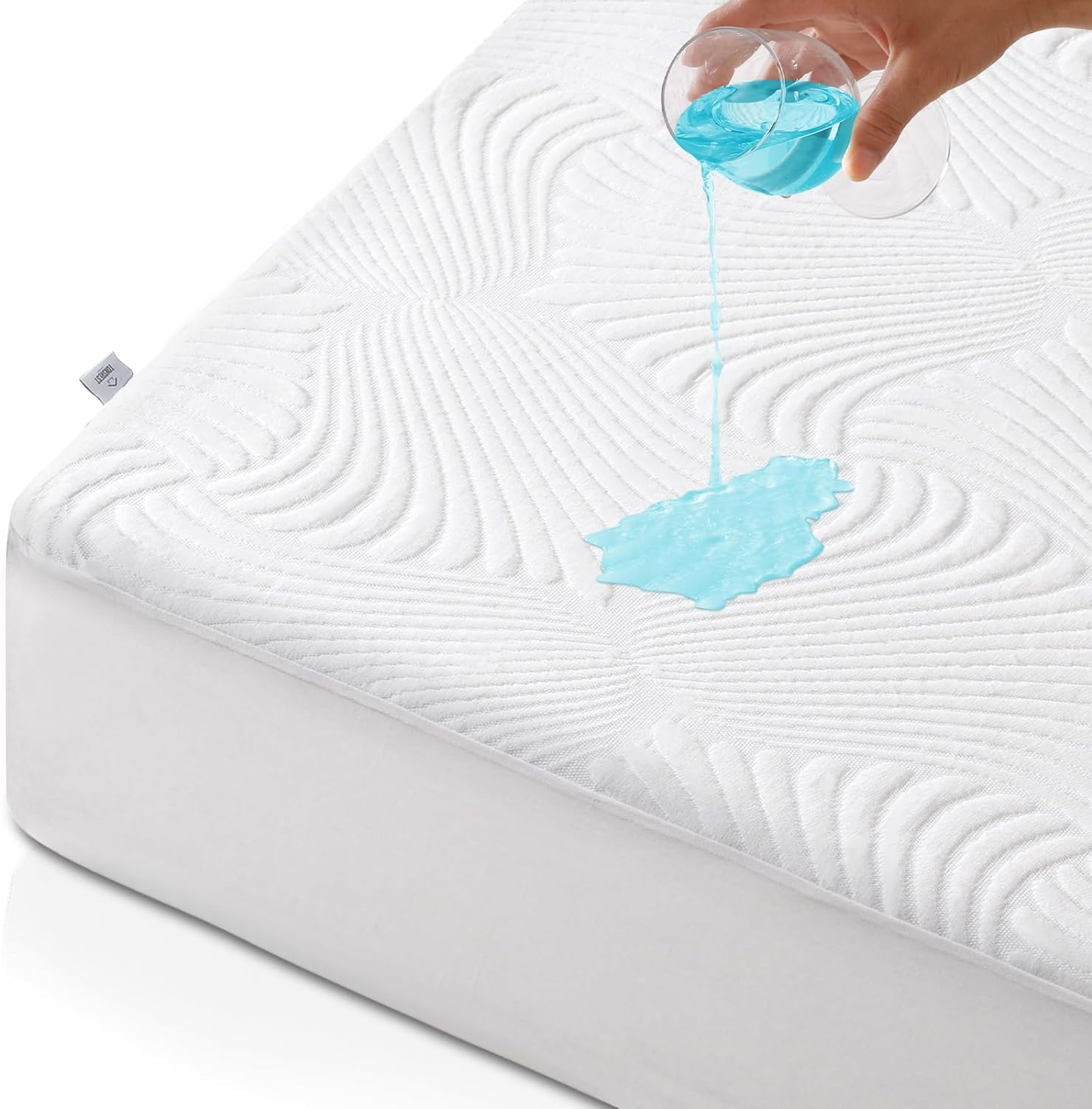 Waterproof Mattress Protector Queen Size - Cooling Bamboo Rayon Mattress Cover,-image