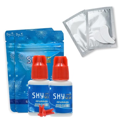 2 Bottles Long Retention Eyelash Extensions Glue Sky S+ 5ml Professional Black E
