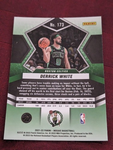 2021-22 Panini Basketball Card Derrick White Boston Celtics #173 - Picture 2 of 2