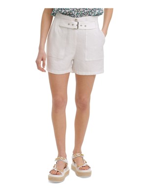 KARL LAGERFELD PARIS Womens White Zippered Buttoned High Waist Shorts 10