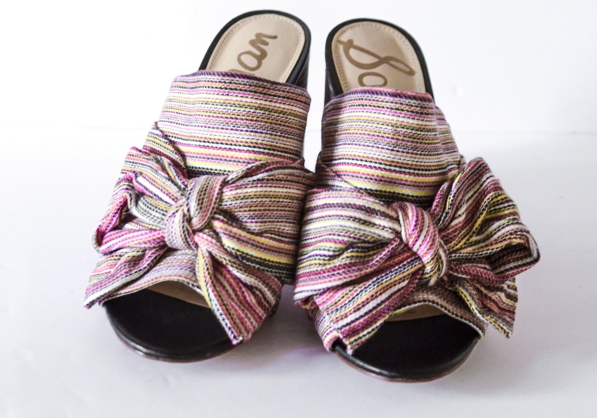 Sammmmページ Sam Edelman Women's Yumi Bow Bright Multi Striped Mule Sandals