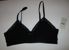 Jenni Lace Trim Bralette Womens Sz S On Repeat Black Wireless Cotton Stretch