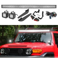 for Toyota FJ Cruiser 07-14, Roof 52'' LED Light Bar+3'' Pod w/ Bracket & Wiring