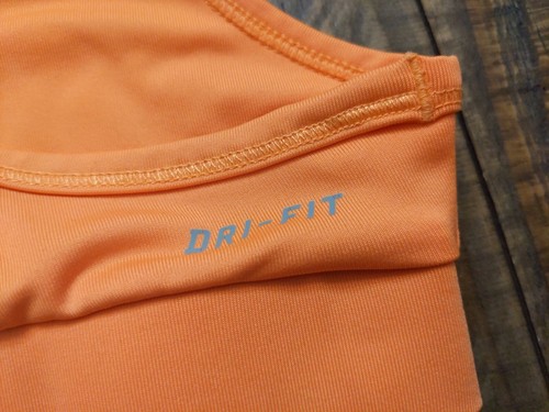 Nike Sports Bra Womens Small Dri Fit Logo Swoosh Compression Mesh Orange - Picture 5 of 12